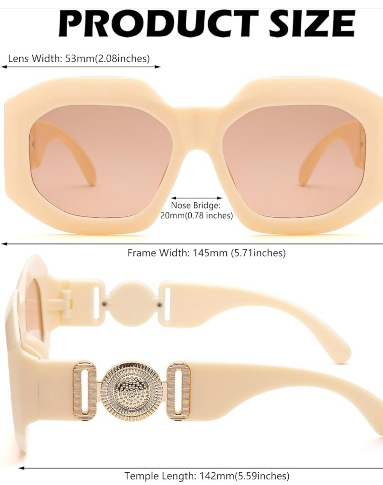 Square Frame Sunglasses Beige