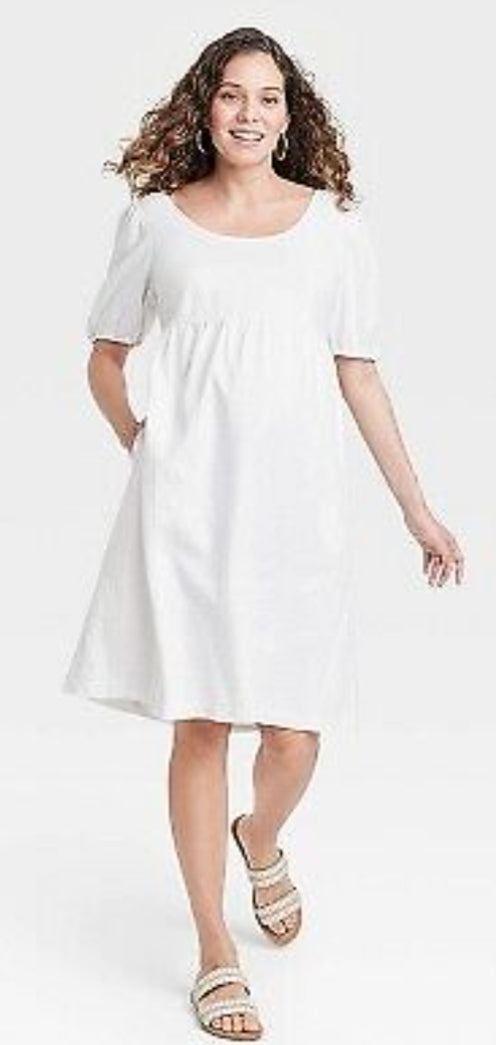 Puff Short Sleeve Linen Drees