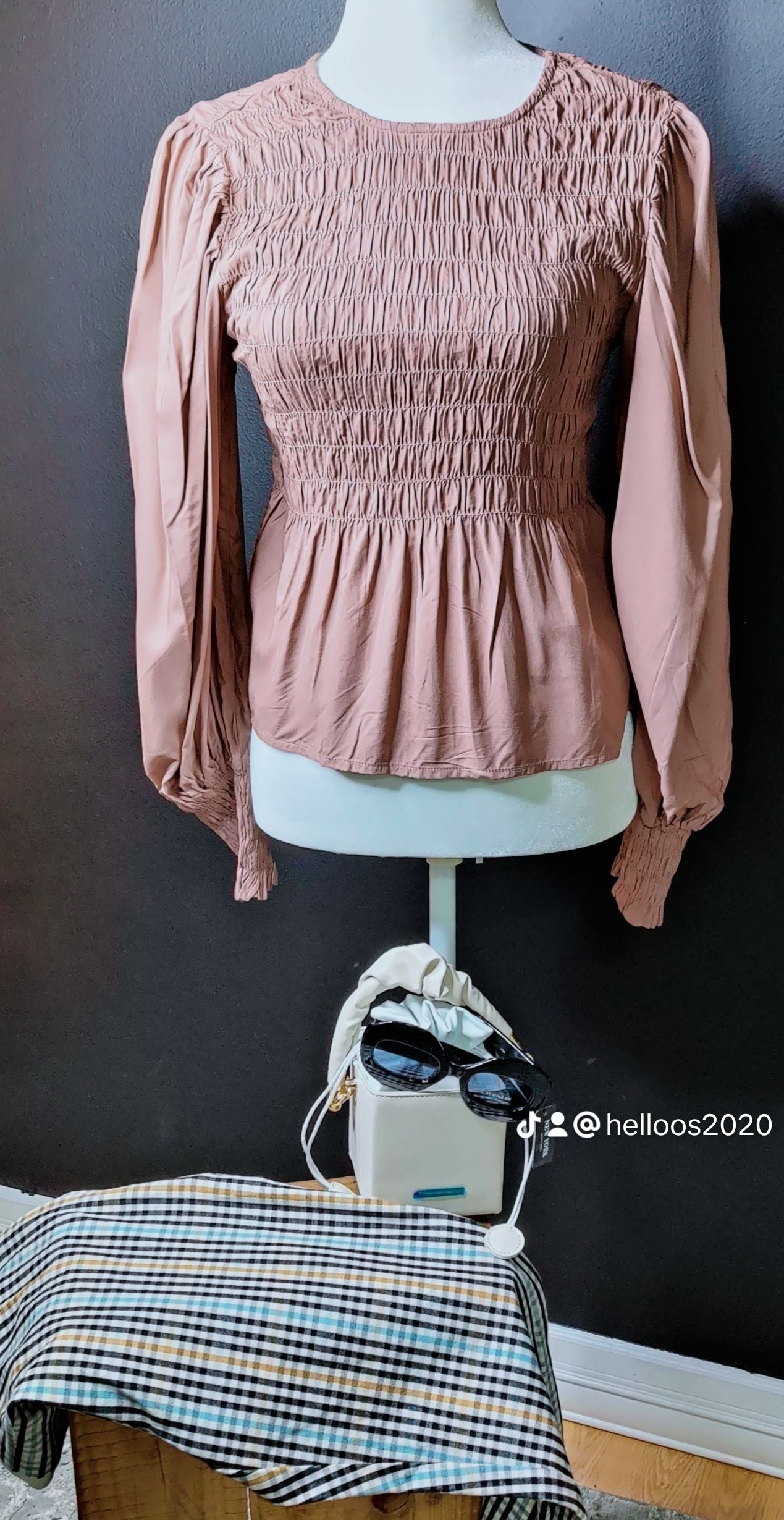 Beige Long Sleeves Blouse