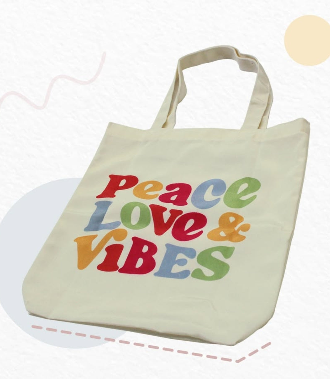 Peace Love and Vibes Bags and Happy Face Bags. Sold for Separate