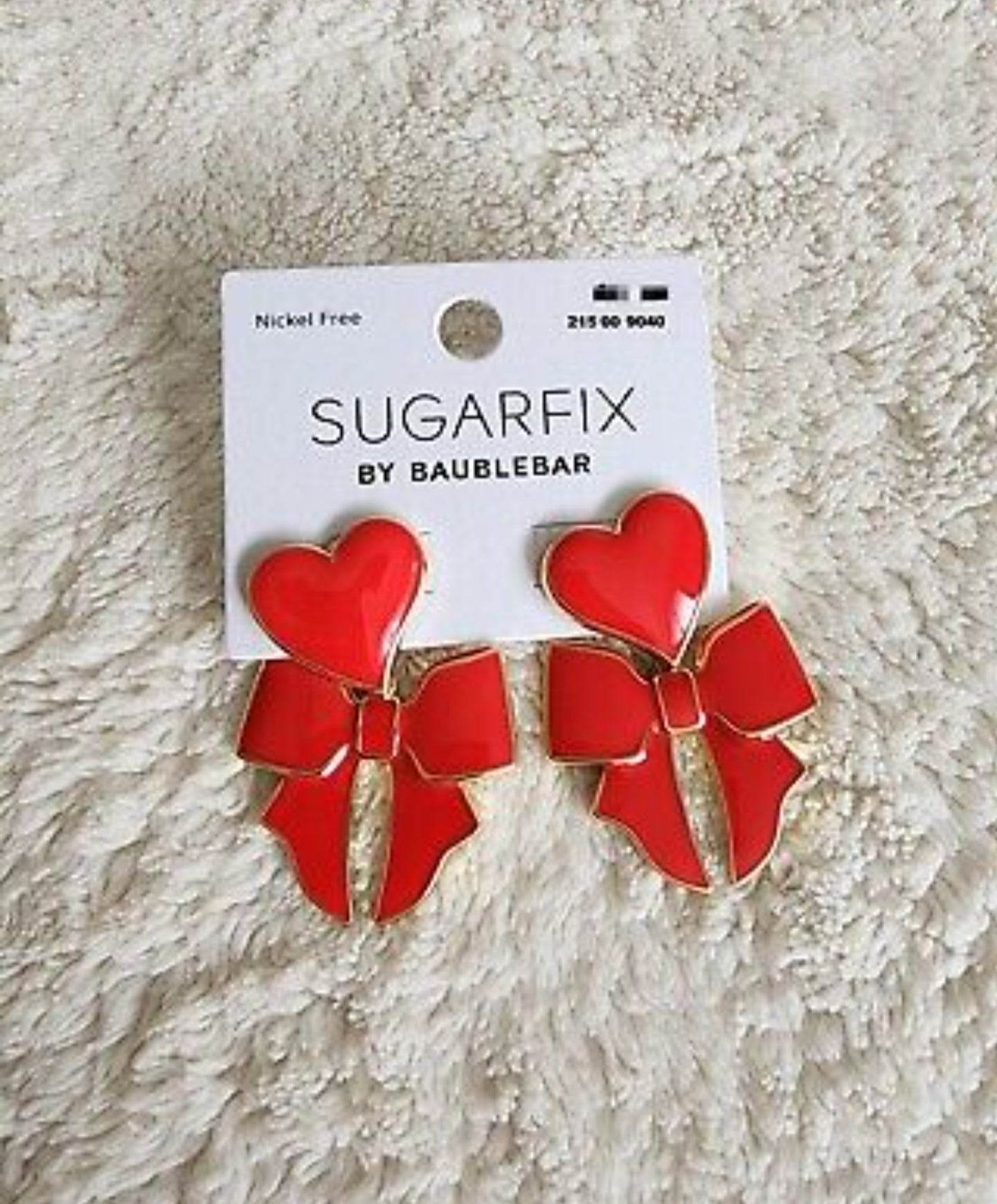 New Sugar by Baublebar x's and drop. Red/Gold Earrings