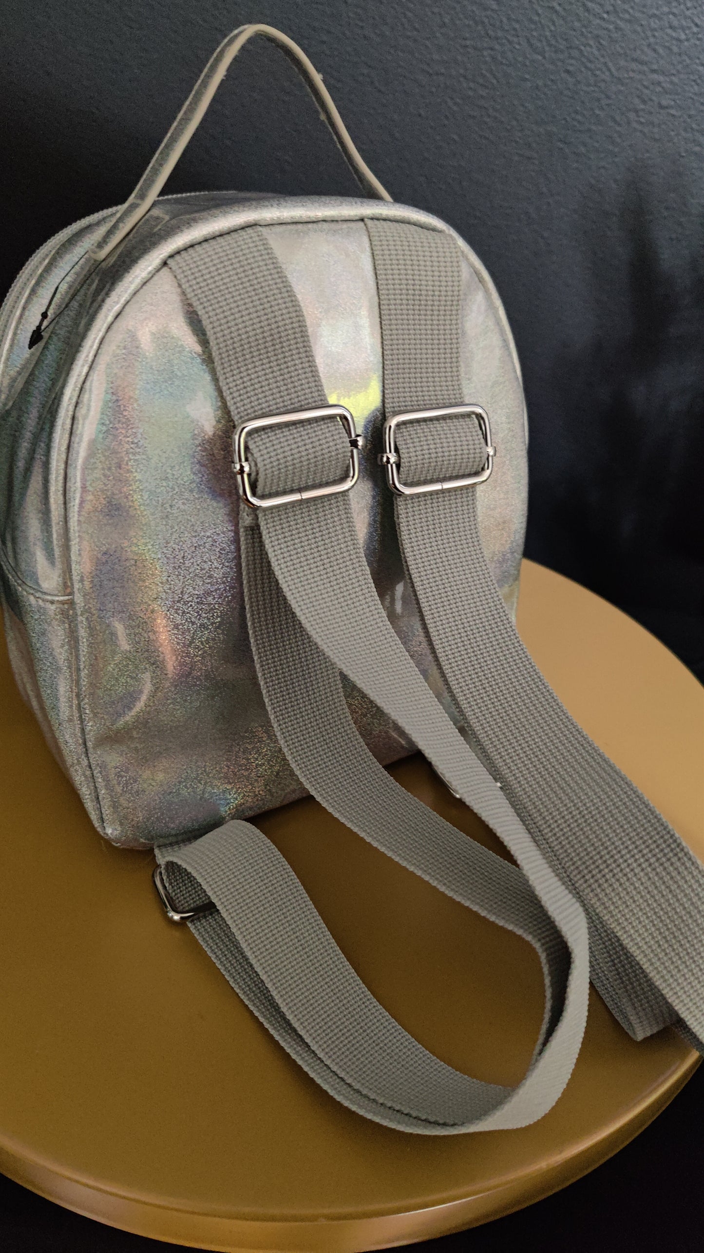 Silver backpack for women