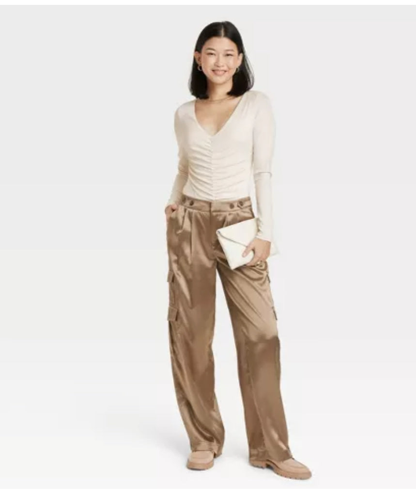 Beige Long Sleeves Bodysuit