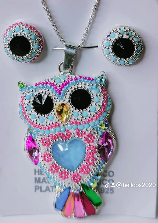 Beautiful Owl Earrings and Necklace