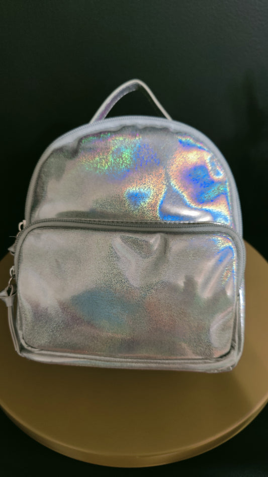 Silver backpack for women
