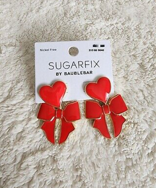 New Sugar by Baublebar x's and drop. Red/Gold Earrings