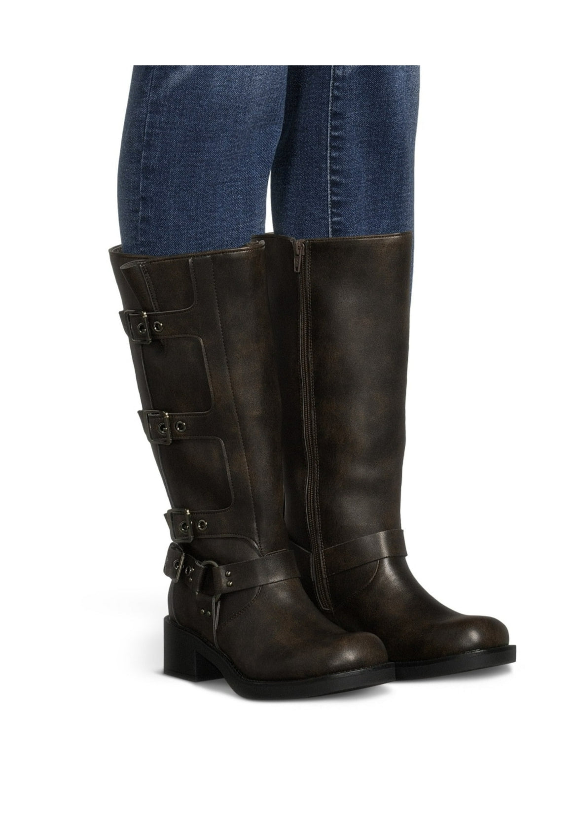 Madden NYC Women's Faux Leather tall moto boots