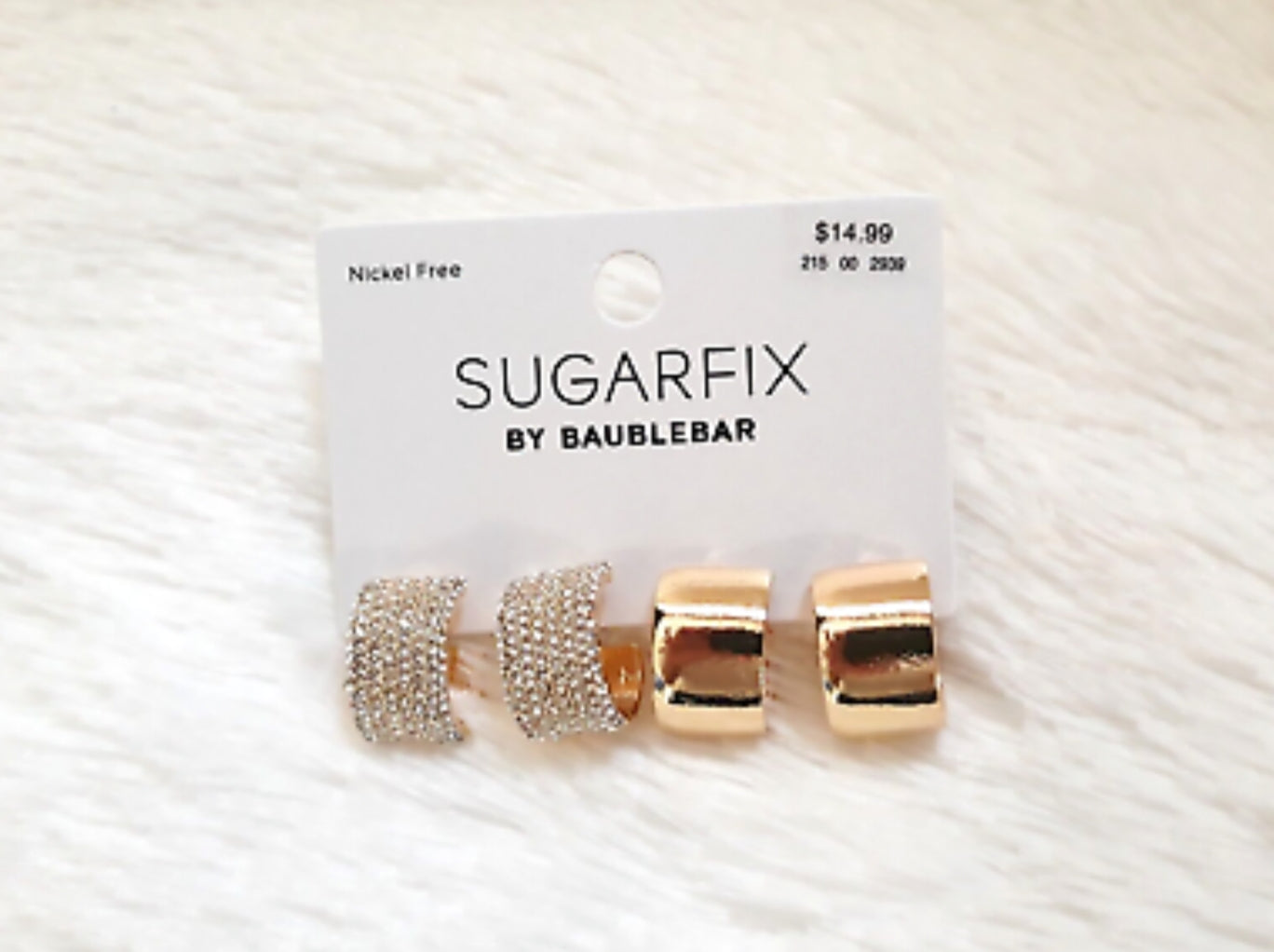 Sugarfix by Baublebar/Crystal hoop earrings 2 pc. set (Nickel Free)