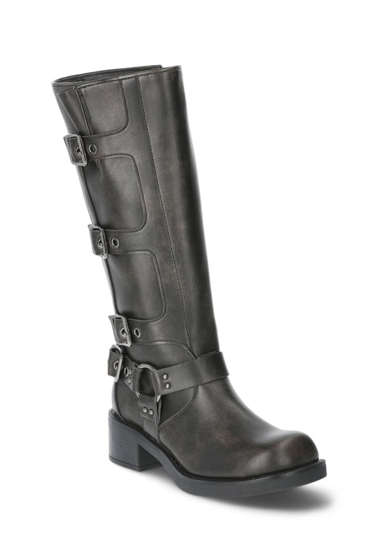 Madden NYC Women's Faux Leather tall moto boots