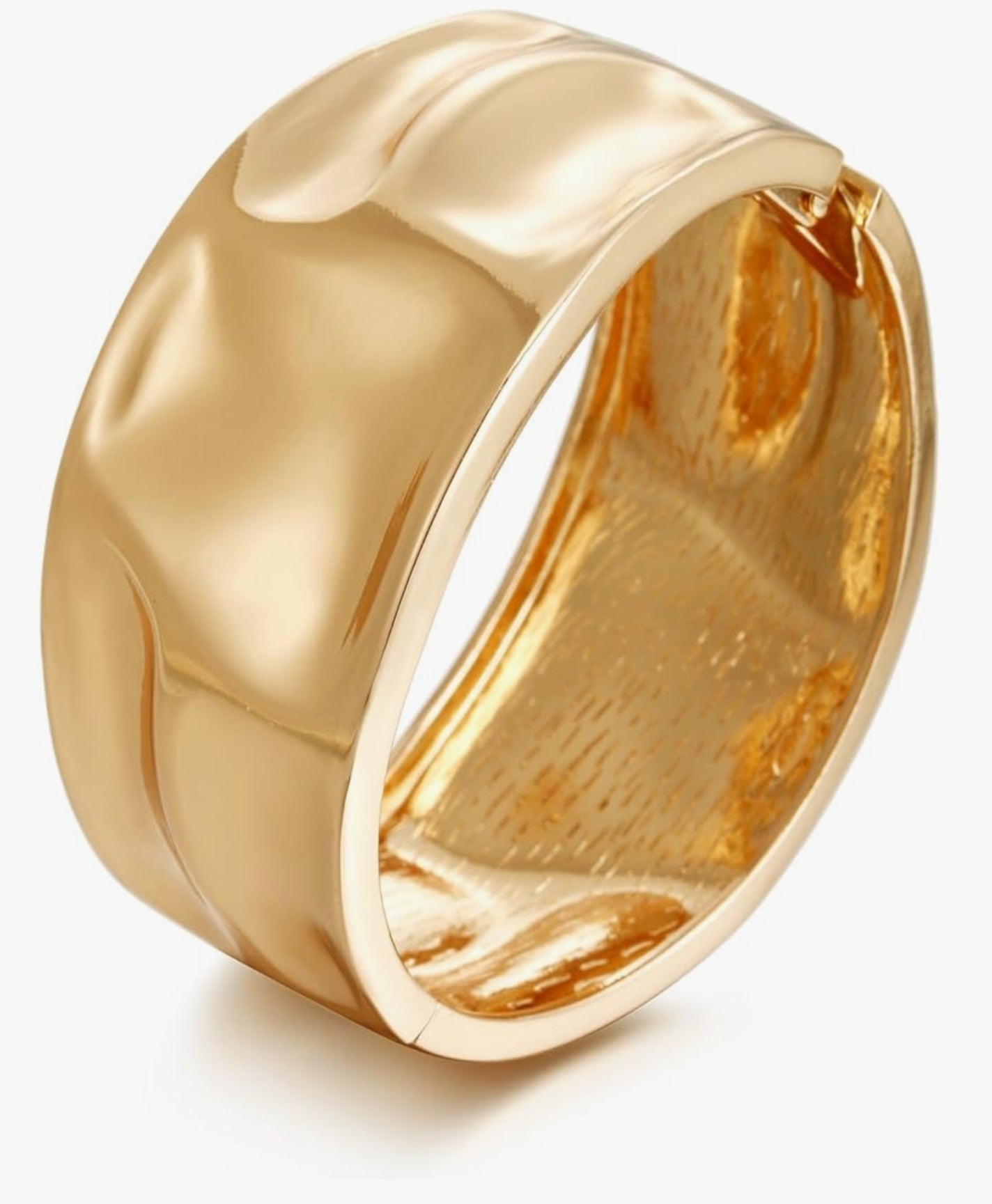 Golden Polished Chunky Twisted Hinged Waterdrop Bangle