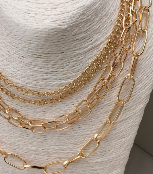 Vintage Gold Multi Strand Layered Necklace