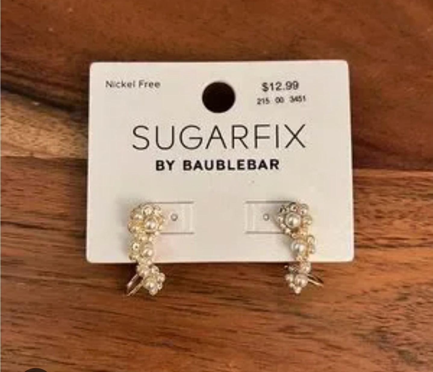 Sugarfix by Baublebar Crystal and Pearl Ear Crawlers-Gold