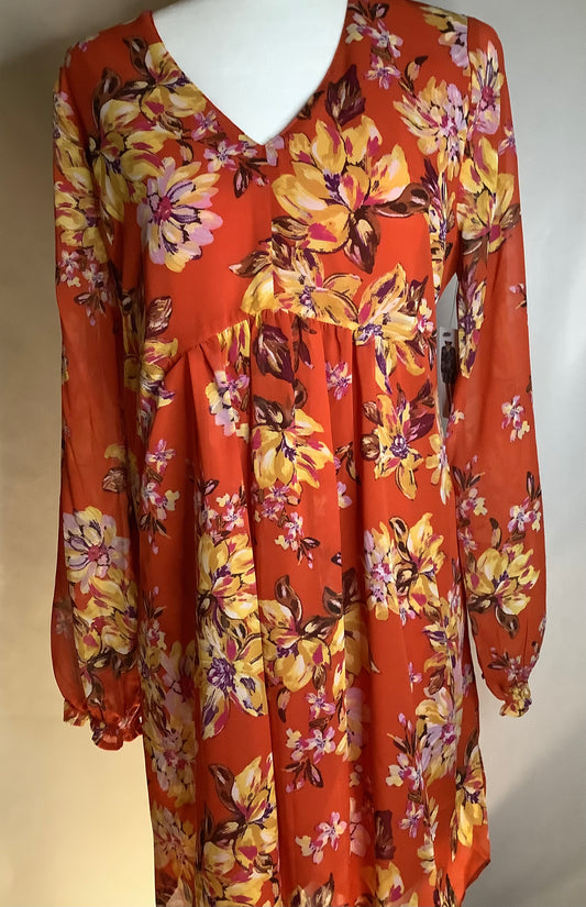 Orange Floral Dress